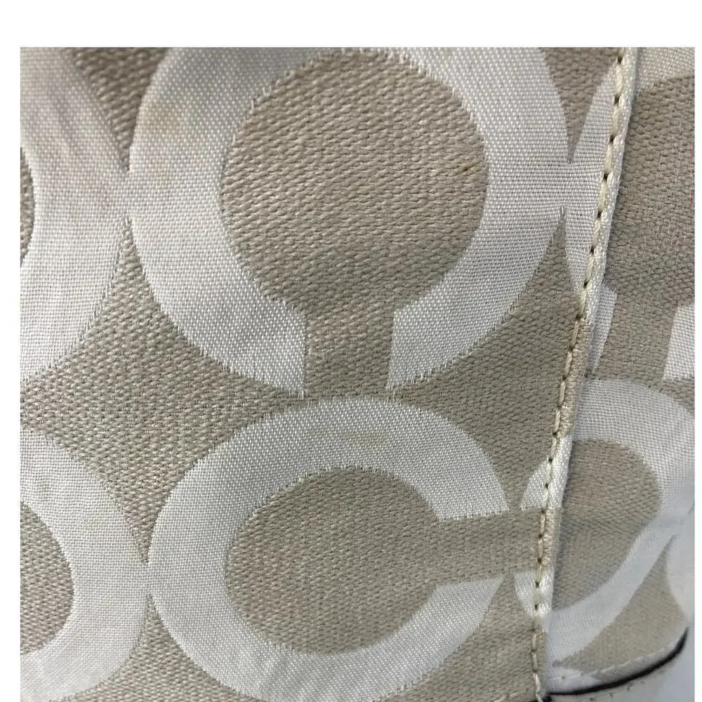 COACH 14578 LARGE IVORY, TAN SIGNATURE PRINT SHOULDER BAG